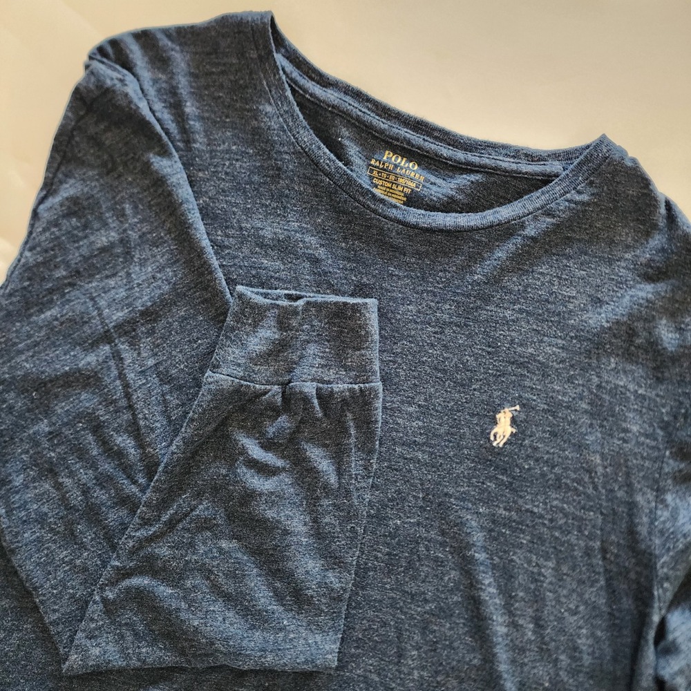 Polo Ralph Lauren Custom Slim Fit blue long sleeve shirt mens‎ size XL